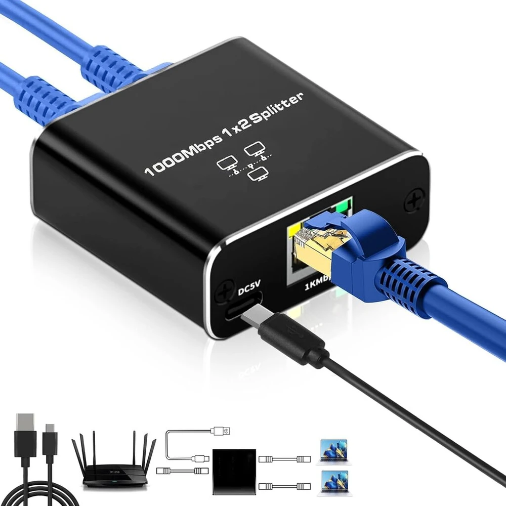 Gugxiom Dualcomm Etap-2003 10/100/1000base-t gigabitinis ethernet tinklo Tap, galingas aliuminio lydinio ethernet skirstytuvas, palaiko 1000 mbps, vienalaikis