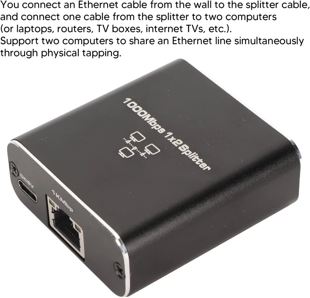 Gugxiom Dualcomm Etap-2003 10/100/1000base-t gigabitinis ethernet tinklo Tap, galingas aliuminio lydinio ethernet skirstytuvas, palaiko 1000 mbps, vienalaikis