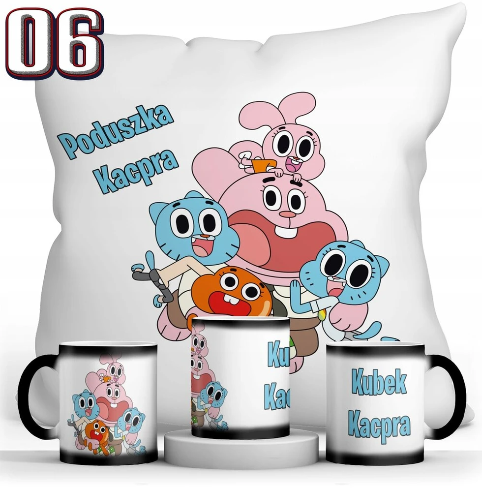 Gumball magiškas puodelis + pagalvė + vardo rinkinys