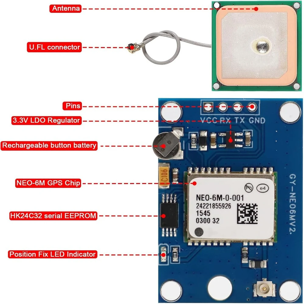 Gy-neo6mv2 gps modulis, gps modulis su antenos skrydžio valdymu, gps skrydžio valdymo modulis su itin stipriu, gps padėties modulis mwc imu apm2, skirtas arduino