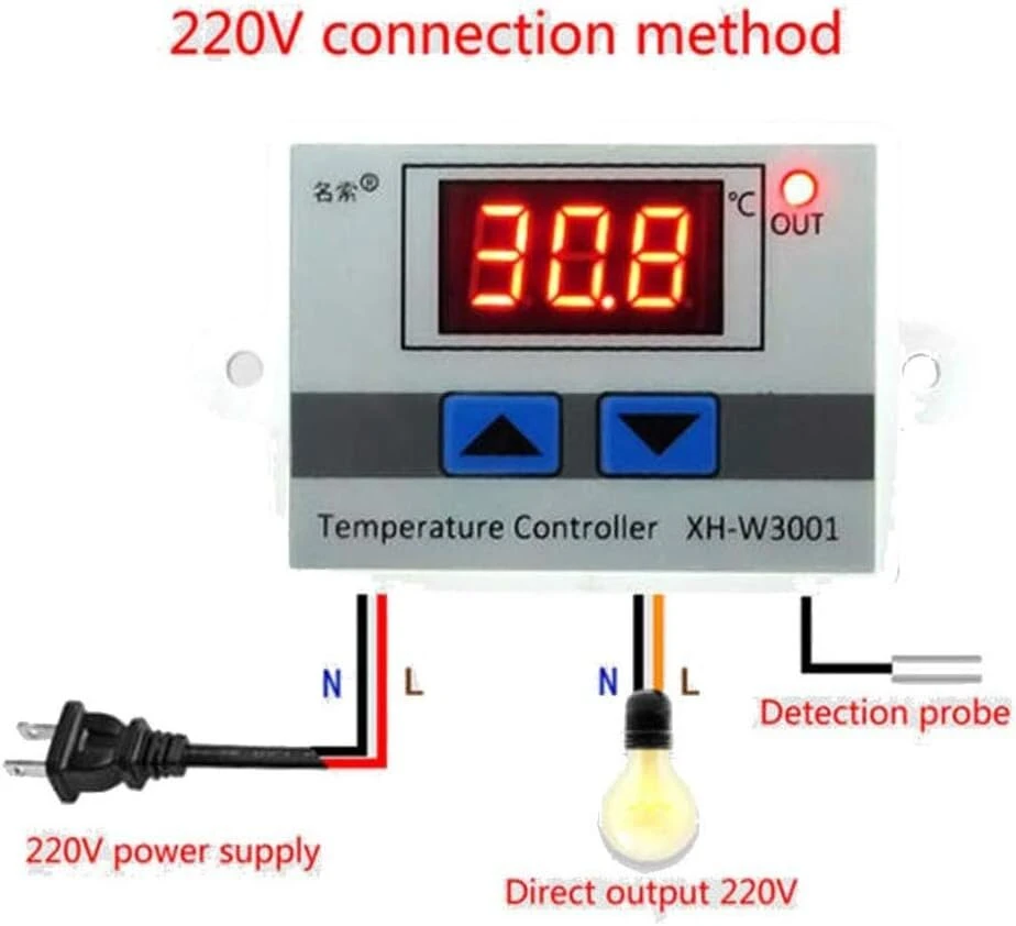 Hailege Xh-w3001 220v Skaitmeninis Led temperatūros reguliatorius Termostato valdymo jungiklis Ntc 10k zondas