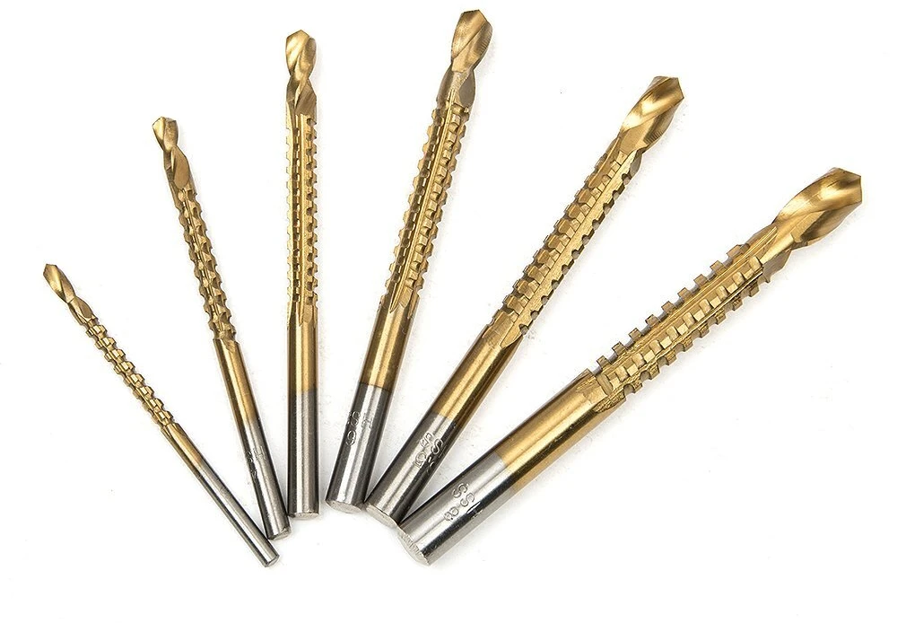 Hakkain 6 dalių gręžimo pjūklų rinkinys Hss plienas titanas medienos apdirbimui 3 mm 4 mm 5 mm 6 mm 6,5 mm 8 mm mini