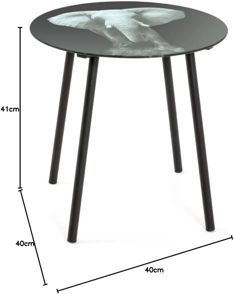 TV staliukas Haku Möbel staliukas, dizainas: juodas metalas, grūdintas stiklas, matmenys: aukštis 41 cm x skersmuo 40 cm, stilius: modernus