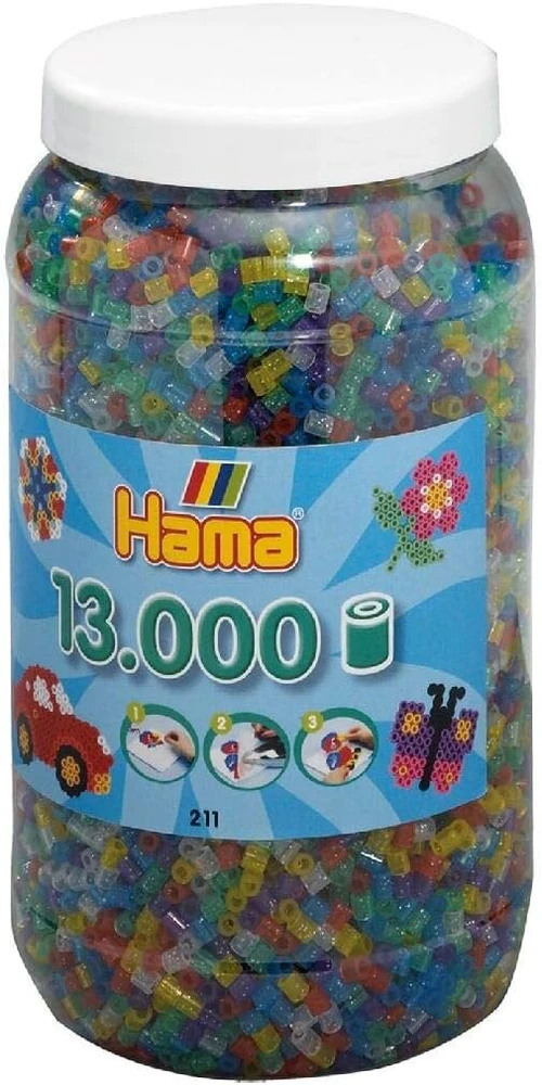 Hama 211 54 Karoliukų Dėžutė su 13000 Skaidrių Karoliukų su Blizgučiais