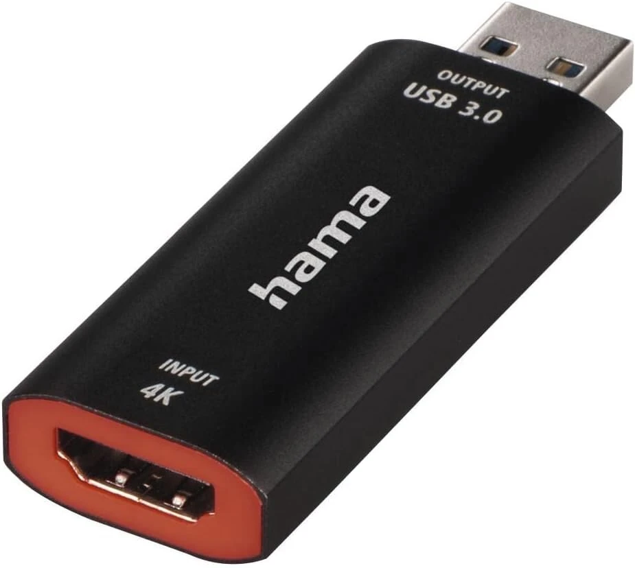 Hama 4k hdmi į usb 3.0 vaizdo įrašymo plokštė (tiesioginiam slr fotoaparato, vaizdo kameros ar veiksmo kameros įrašymui į kompiuterį, nešiojamąjį kompiuterį, skirtą tiesioginei transliacijai, žaidimams, vaizdo konferencijoms)