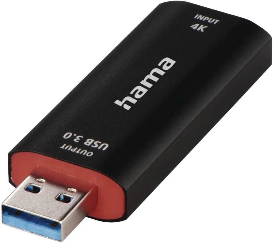 Hama 4k hdmi į usb 3.0 vaizdo įrašymo plokštė (tiesioginiam slr fotoaparato, vaizdo kameros ar veiksmo kameros įrašymui į kompiuterį, nešiojamąjį kompiuterį, skirtą tiesioginei transliacijai, žaidimams, vaizdo konferencijoms)