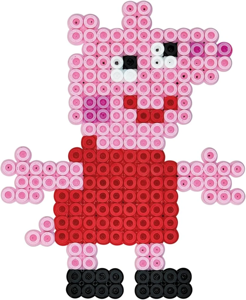 Hama Perlen 7965 Peppa Pig mažas dovanų rinkinys su apytiksliai 2000 spalvotų Midi karoliukų, kurių skersmuo 5 mm, smeigtukų plokštelė, įskaitant lyginimo popierių, kūrybinės rankdarbių pramogos jauniems ir seniems