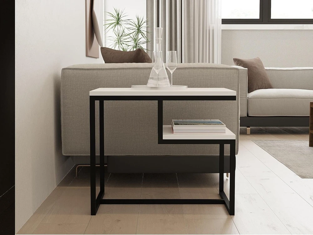 TV staliukas Hanah Home modernus baltas kavos staliukas, 60 x 52 x 40 cm, 100% melaminu dengta medžio drožlių plokštė, 18 mm storio, stilingas ir funkcionalus dizainas bet kuriai gyvenamajai erdvei