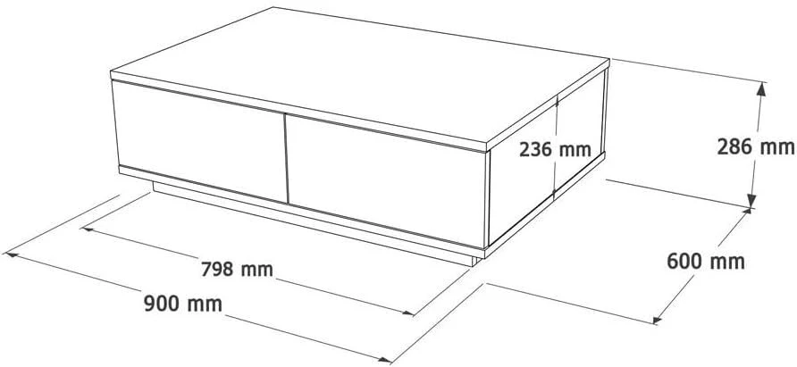 Hanah Home stilingas kavos staliukas, atlantic pine & anthracite, 90 x 60 x 28.6 cm, 100% melaminu dengta medžio drožlių plokštė, 18 mm storio, modernaus dizaino svetainėms