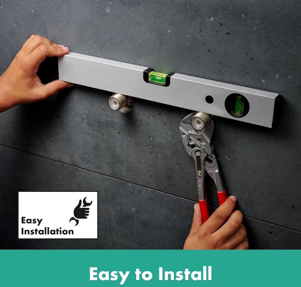 Hansgrohe Ecostat Fine 13325000 potinkinis vonios termostatas su apsauginiu užraktu (safetystop) ties 40 °c, termostatas voniai, maišytuvas 2 vartotojams, chromas