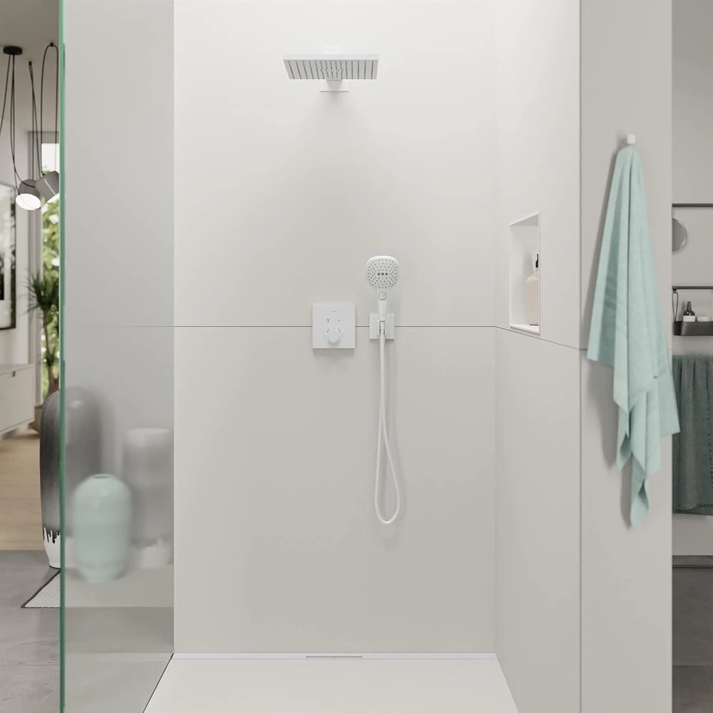 Hansgrohe Fixfit E sieninis laikiklis su dušo galvutės laikikliu, matinė balta