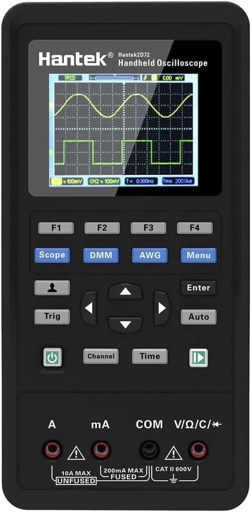 Hantek 2c72 mini nešiojamas osciloskopas skaitmeninis multimetras usb portable 2 kanalų 70mhz 250msa/s daugiafunkcis testeris
