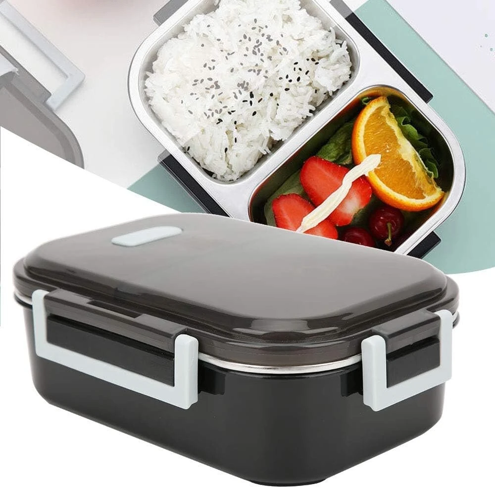 Haofy 700 ml nešiojama priešpiečių dėžutė, maisto konteineris pagamintas iš 304 nerūdijančio plieno, skirta stovyklavimui lauke, iškyloms (juoda)