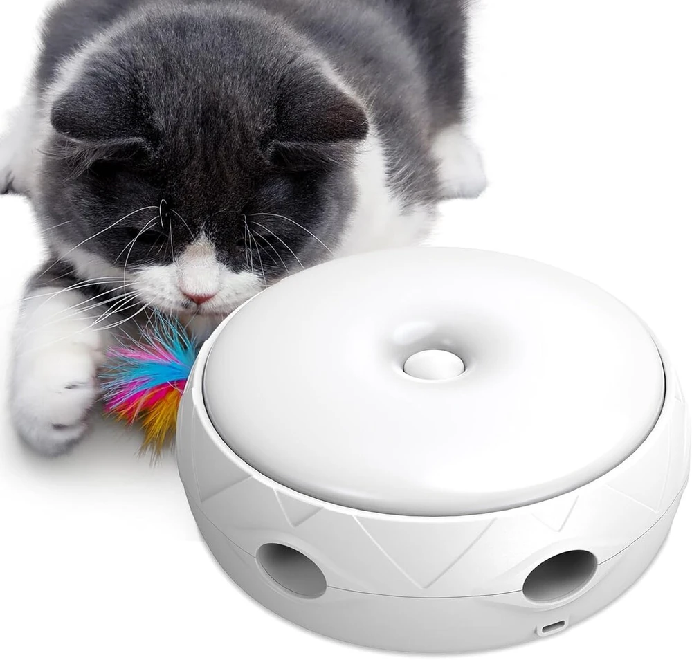 Happy Hachi elektrinis žaislas katėms, interaktyvus žaislas su plunksnomis katėms, įkraunamas Usb, tylus išmanusis žaislas, žaislas katėms, savarankiškas užimtumas (orr)