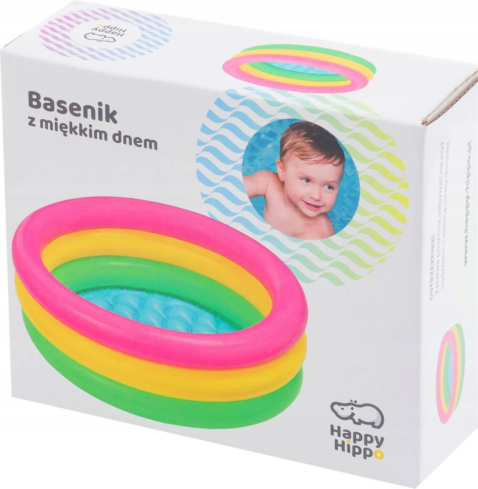 Happy Hippo Vaikiškas baseinas, pripučiamas, apvalus, su minkštu dugnu vaikui