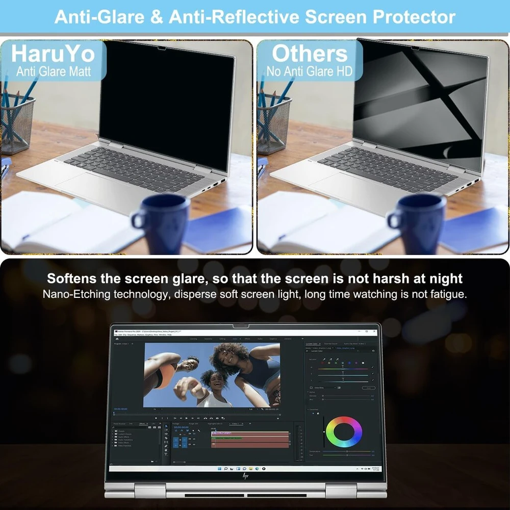 Haruyo 14 colių ekrano apsauga, skirta Hp Envy x360 kompiuterio monitoriui, anti-mėlynos šviesos filtras, anti-glare matinis ekrano apsauga, skirta monitoriaus Pc ekrano apsauga, skirta Hp Envy x360 (14 colių 300,06 x 183,92 mm)
