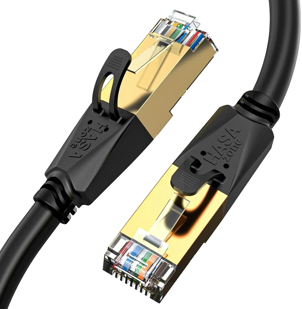 Šakotuvas Hasa zone tinklo kabelis cat 8 lan kabelis 40 gbits 2000 mhz, cat.8 ethernet patch kabelis 1 m didelio greičio sftp lankstus rj45 kabelis gigabitiniams tinklams, jungiklis, patch panelis