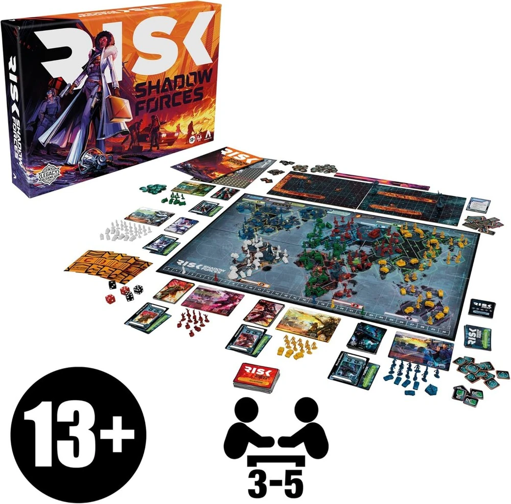 Hasbro Risk Shadow Forces strateginis paveldinis šeimos ir suaugusiųjų stalo žaidimas Avalon Hill, 13+, 3-5 žaidėjai