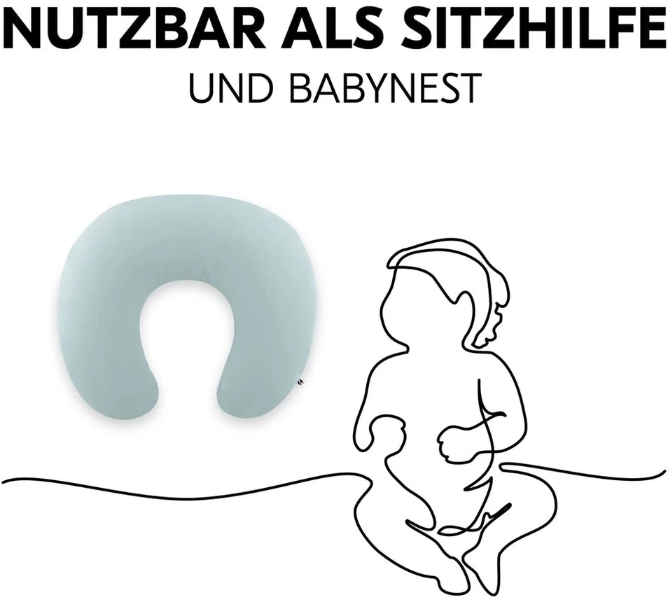 Hauck Nurse N Feed maitinimo pagalvė kūdikiams su mikro granulių užpildu, medvilniniu užvalkalu, reguliuojamu kietumu, su nešiojimo krepšiu, plaunama (eukaliptas)