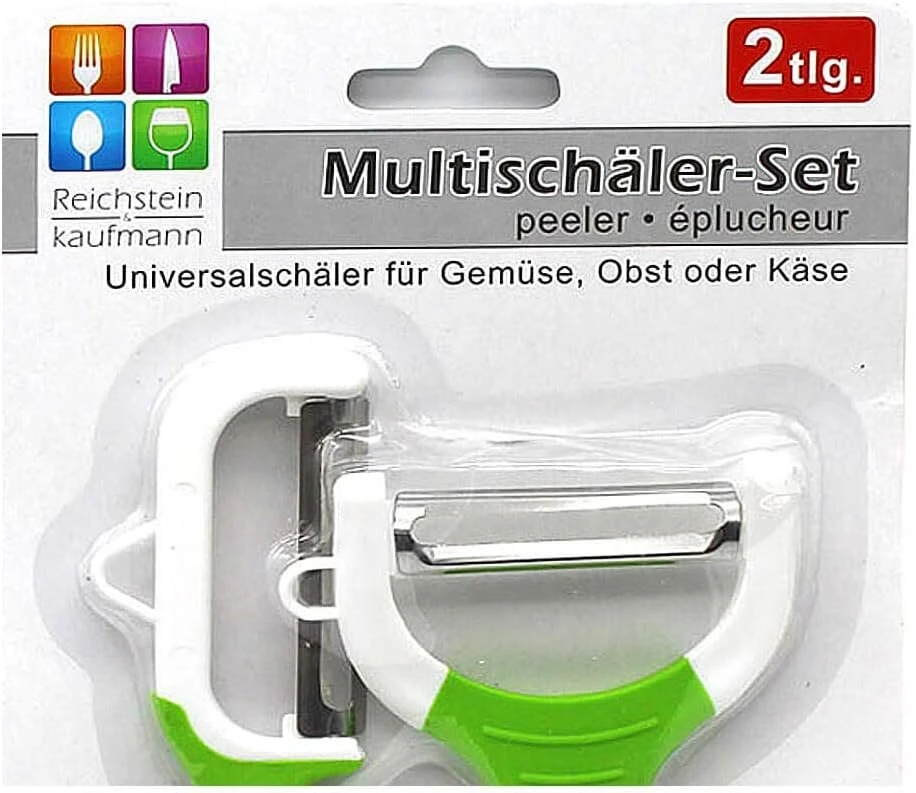 Haushaltshelden 2 daržovių skustukų rinkinys, nerūdijančio plieno švytuokliniai ašmenys, 12,5 ir 15,5 cm ilgio universalus skustukas, smidrų skustukas juodos, žalios arba turkio spalvos (žalias)