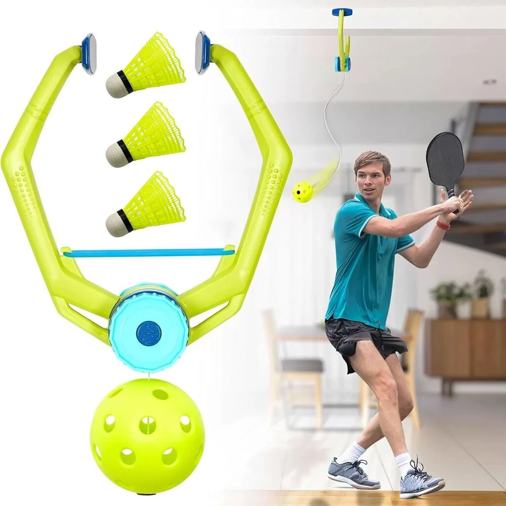 Hayaww Pickleball treniruoklio rinkinys - 2 atšokantys kamuoliukai, individualūs pratimai, nešiojamas pradedantiesiems ir pažengusiems žaidėjams - sporto treniruotės su pagrindo plokšte