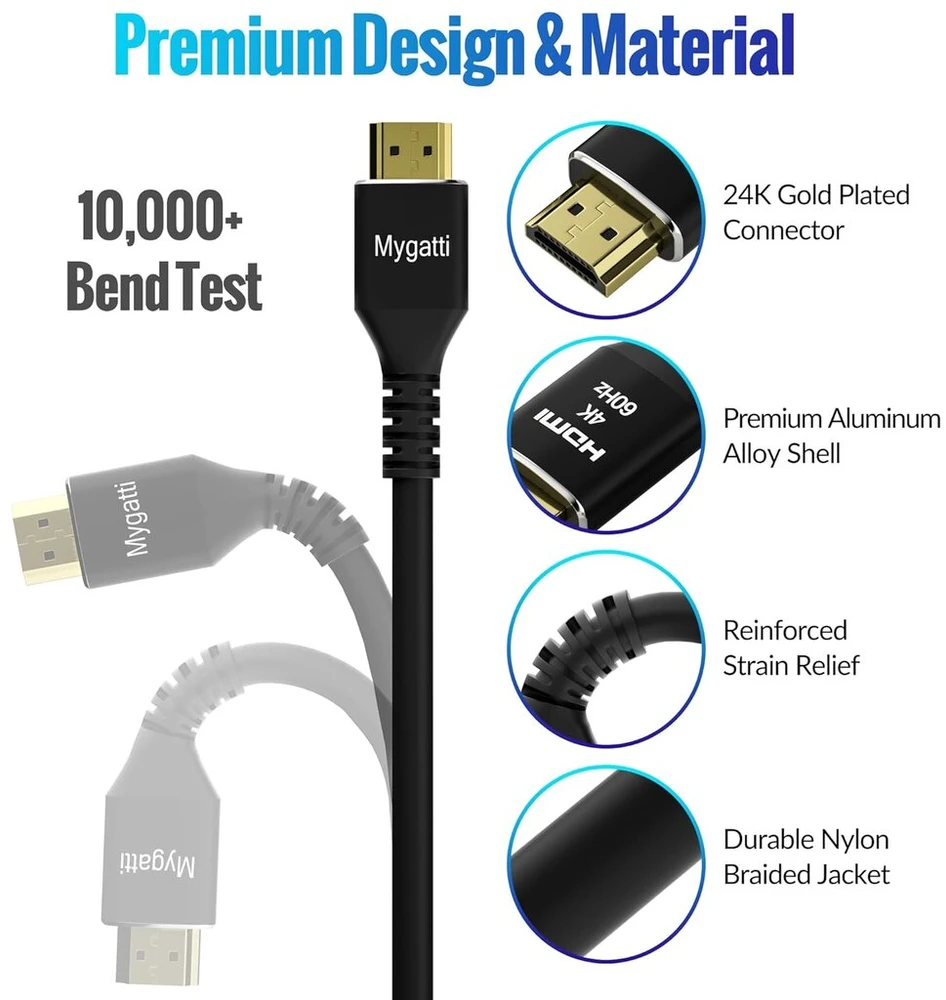 Hdmi 2.0 Kabelis 4k Ultra Hd 5m, 2 vnt., pintas, paauksuotas