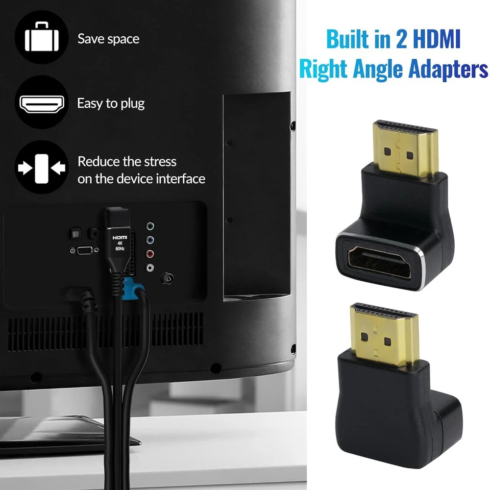 Hdmi 2.0 Kabelių Rinkinys 2m - 5 vnt., 4k@60hz, Pintas Nailonas