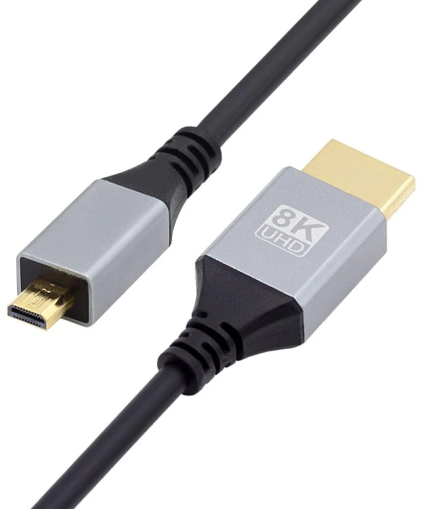 Hdmi 2.1 kabelis 0.5m, Micro Hdmi - Hdmi, 8k 60hz, 4k 120hz