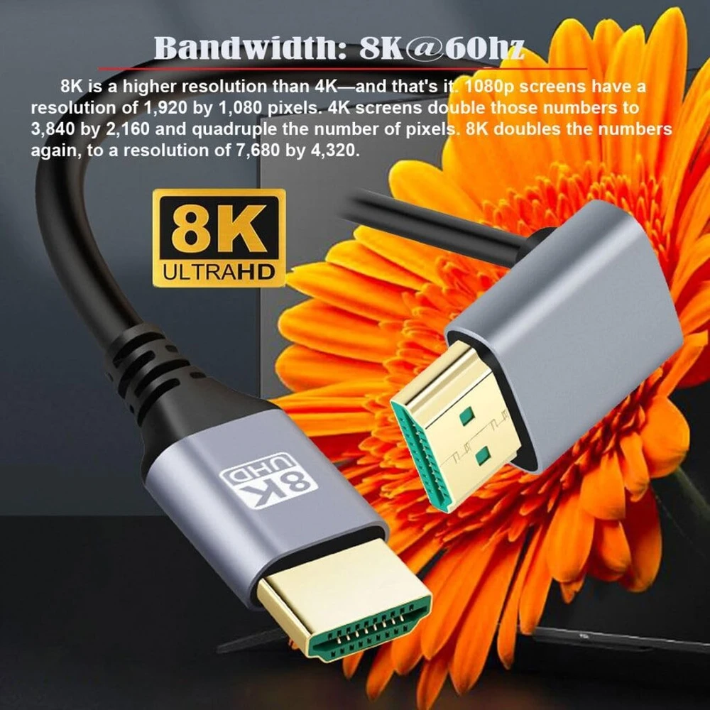Hdmi 2.1 Kabelis 1.0m Kampuotas 8k 60hz 4k 120hz 48gbps