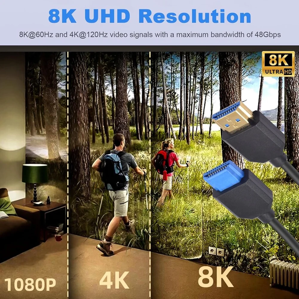 Hdmi 2.1 kabelis 1m, 8k 60hz, 48gbps, Hdr, Vrr