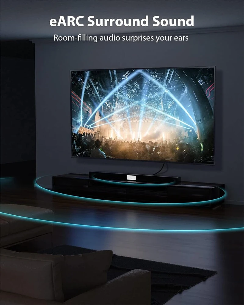 Hdmi 2.1 kabelis 8k 48gbps 2.5m, 8k@60hz, 4k@144hz, Hdr, Earc