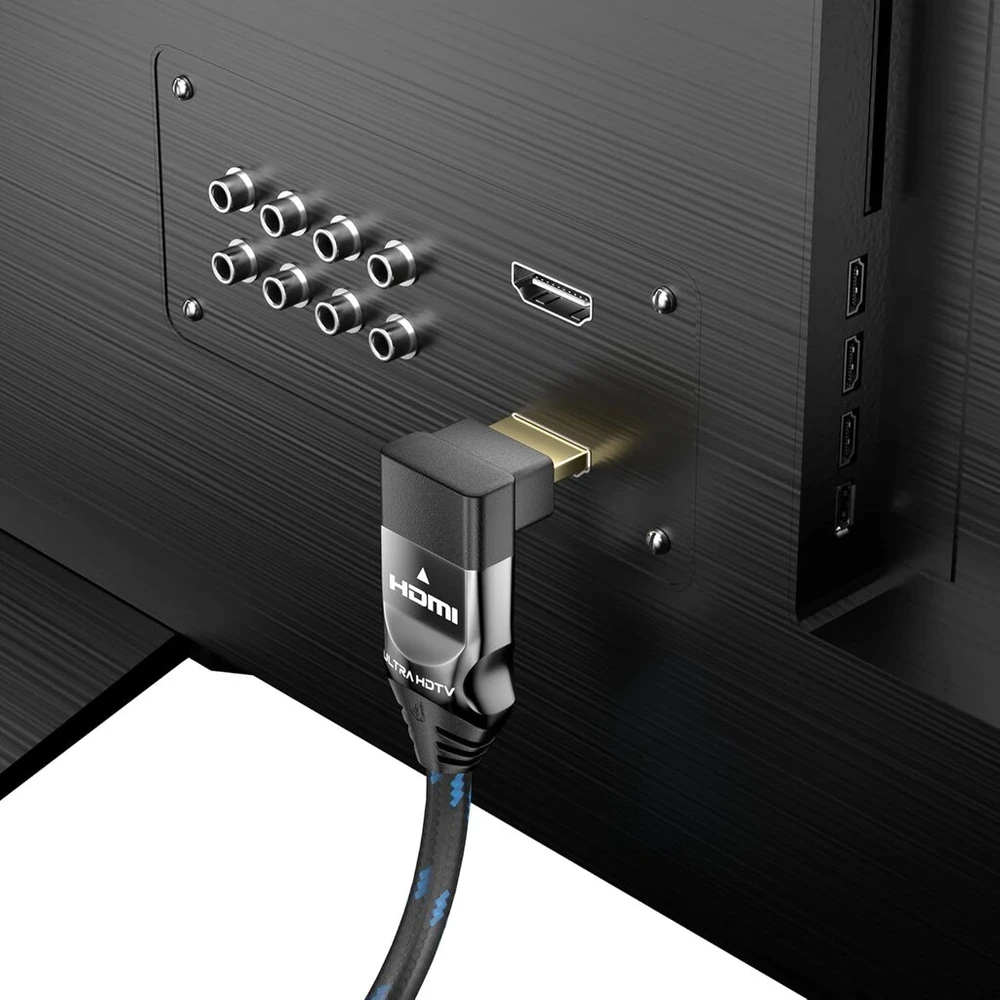Hdmi 2.1 Kabelis 8k 90° Kampas 0.5m - 48gbps, 8k@60hz, 4k@120hz