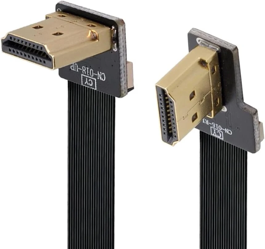 Hdmi A tipo kampinis 90 laipsnių į Hdmi A tipo plokščias kabelis 50 cm