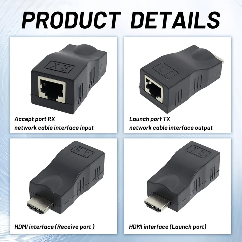 Hdmi į Rj45 tinklo ilgintuvas, 30m, 4k
