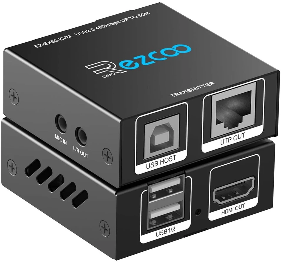 Hdmi Kvm prailgintuvas per Cat5e/6/7, 1080p@60hz, 50m, Usb 2.0