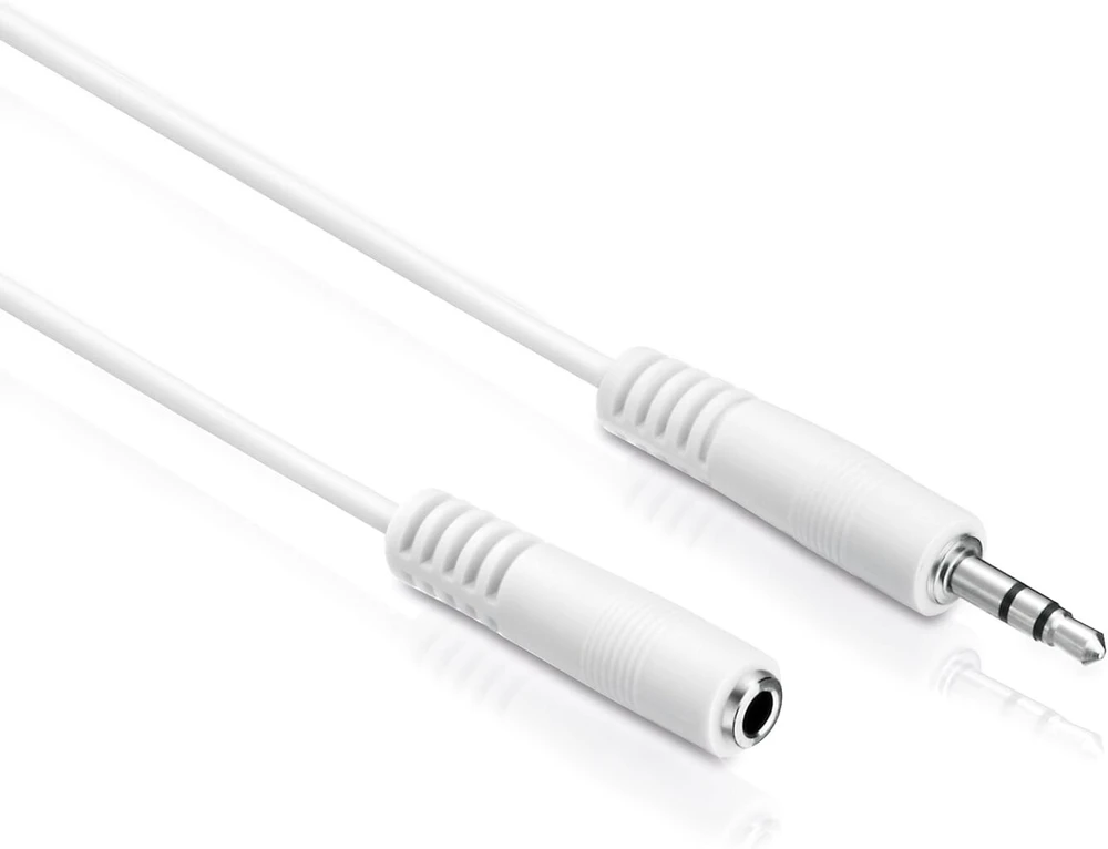 Hdsupply Ac016-025 audio stereo ilgintuvas, 3,5 mm kištukas į 3,5 mm lizdą, itin plonas dizainas, 2,50 m, baltas