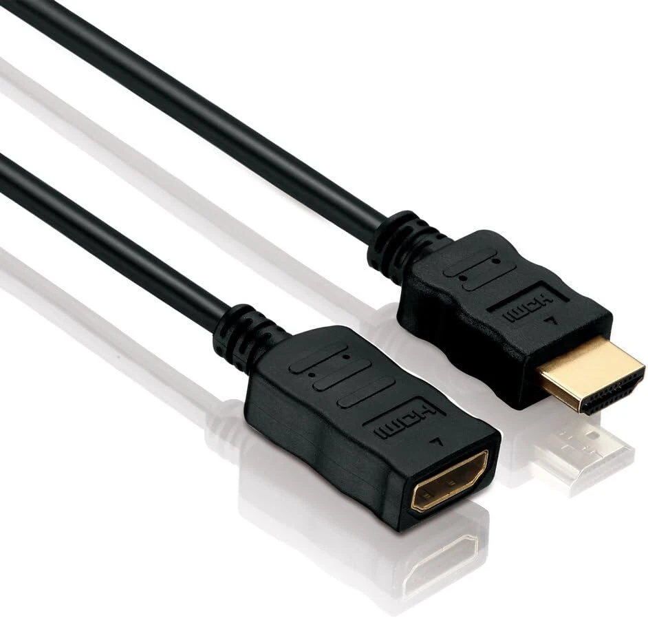 Hdsupply x-hc005-xxxe didelės spartos hdmi prailginimo kabelis su ethernet, hdmi-a kištukas (19 kontaktų) į hdmi-a lizdą (19 kontaktų), paauksuoti kontaktai, juodas