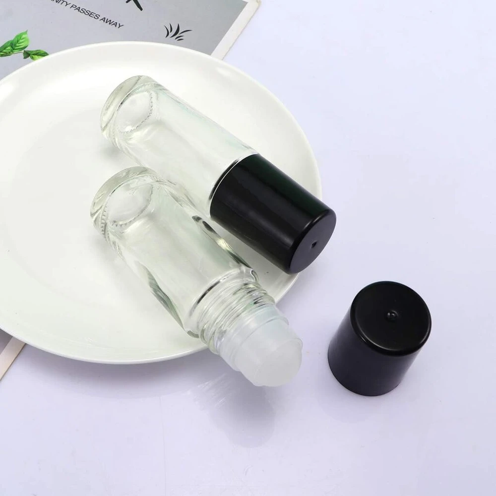 Healifty 30ml rolleriniai buteliukai 4vnt skaidraus stiklo rolleriniai buteliukai daugkartiniai eterinių aliejų kvepalų rolleriniai buteliukai konteineris kelionėms