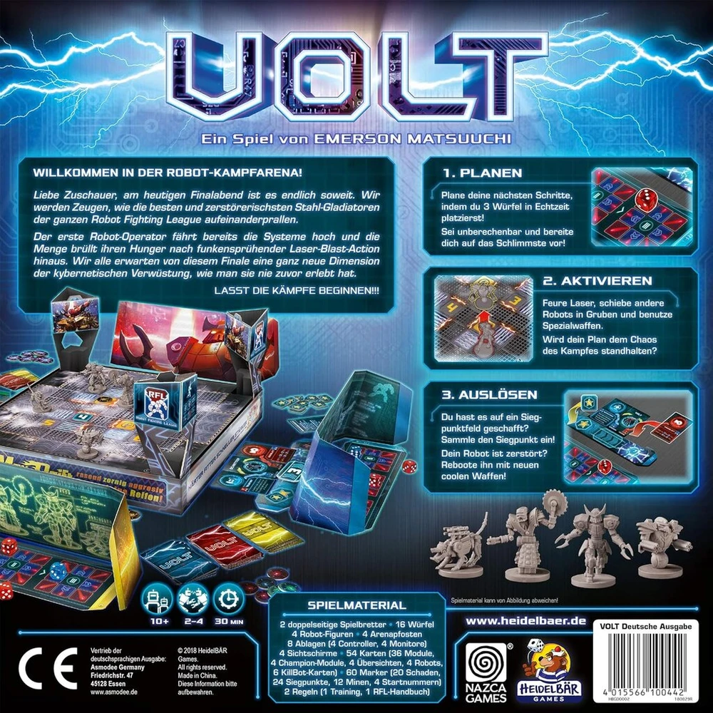Heidelberger Spieleverlag, Heidelbär Games Hg002 - Volt (2nd Edition) - arena kovos, 2-4 žaidėjams, nuo 10 metų - vokiečių kalba