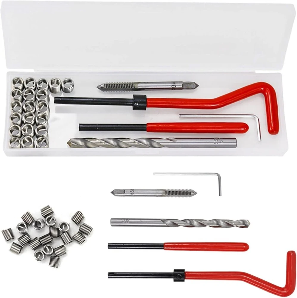 Helicoil rinkinys, fillet rapporté, helicoil, helicoil m5 m6 m8, filetage, sriegių remonto rinkinys, sriegių remontas, 75 vienetai