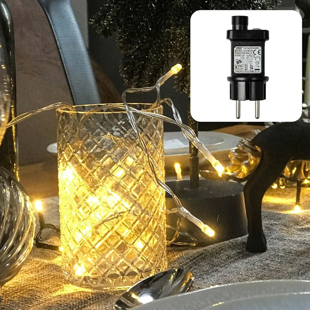 Hellum 150759 lauko led girlianda, 120 šiltai baltų led lempučių, skirta naudoti viduje ir lauke, su laikmačiu, maitinama iš elektros tinklo, 11,90 m apšviestas ilgis su skaidriu kabeliu