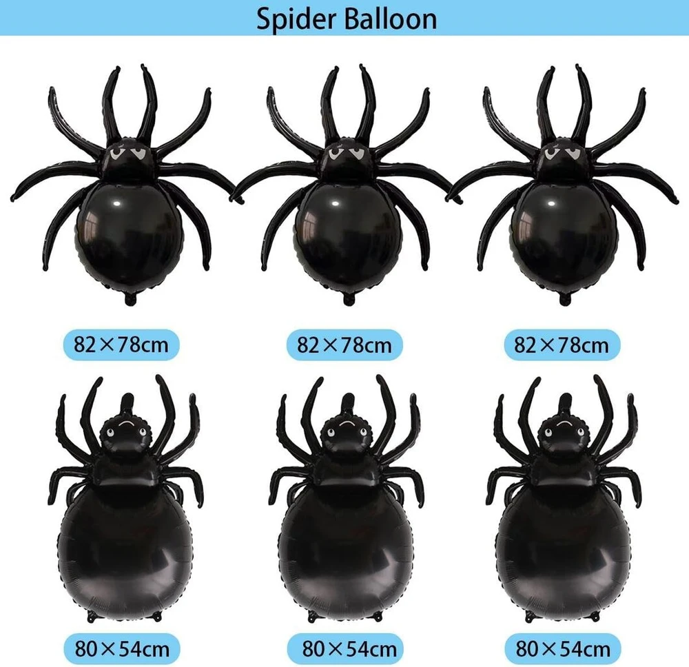 Helovino balionai voras folinis balionas Helovino vakarėlio dekoracija juodi balionai Helovino dekoracija vorai didelis balionas 80 cm Helovino folinis balionas pripučiami vorų balionai baisus vakarėlio voras