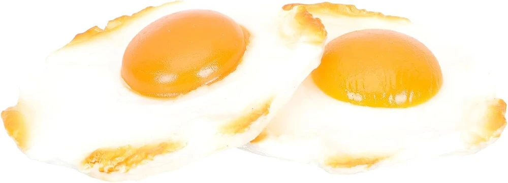 Hemonton 2 vnt. imituotas omletas, netikras keptas kiaušinis, modelis, netikras keptas kiaušinio rekvizitas, tikroviška kepto kiaušinio figūrėlė, kepto kiaušinio imitacija