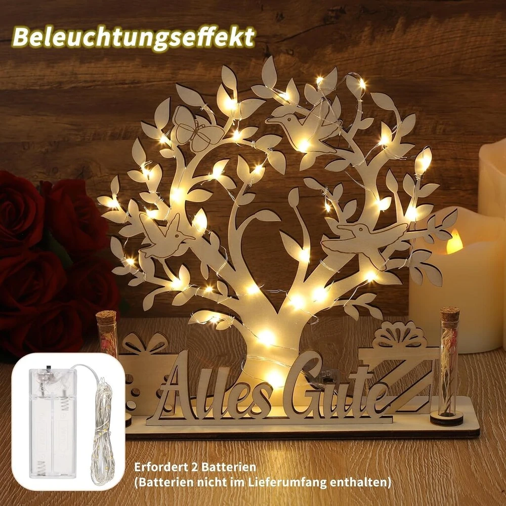 Hengbird medinis pinigų medis dovana, medinis pinigų medis su led girliandomis, personalizuotos piniginės dovanos vestuvėms gimtadieniui, piniginių dovanų pakavimas vyrams moterims jaunajai ir jaunikiui