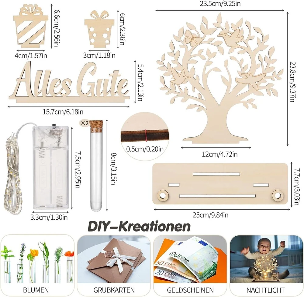 Hengbird medinis pinigų medis dovana, medinis pinigų medis su led girliandomis, personalizuotos piniginės dovanos vestuvėms gimtadieniui, piniginių dovanų pakavimas vyrams moterims jaunajai ir jaunikiui