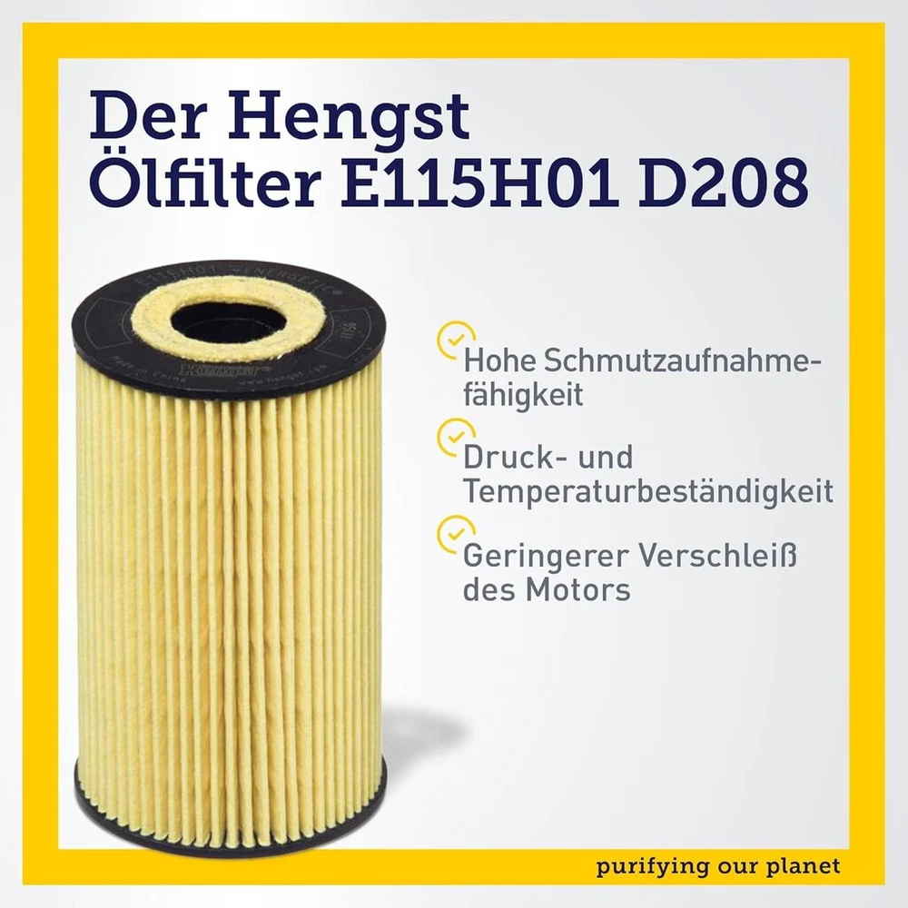 Hengst Alyvos filtras E115h01 D208 automobiliams