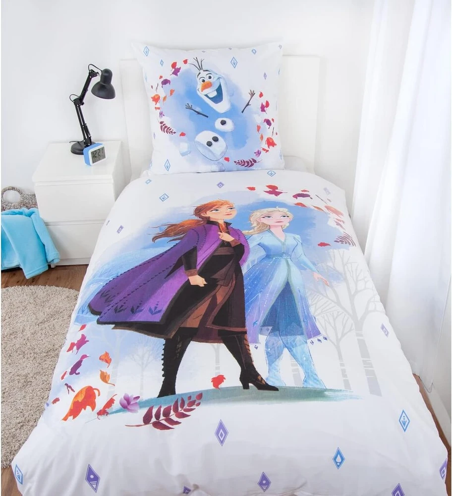Herding Disney's Frozen 2 patalynės komplektas, pagalvės užvalkalas 80 x 80 cm, antklodės užvalkalas 135 x 200 cm, su lygiu užtrauktuku, 100% medvilnė/renforcé