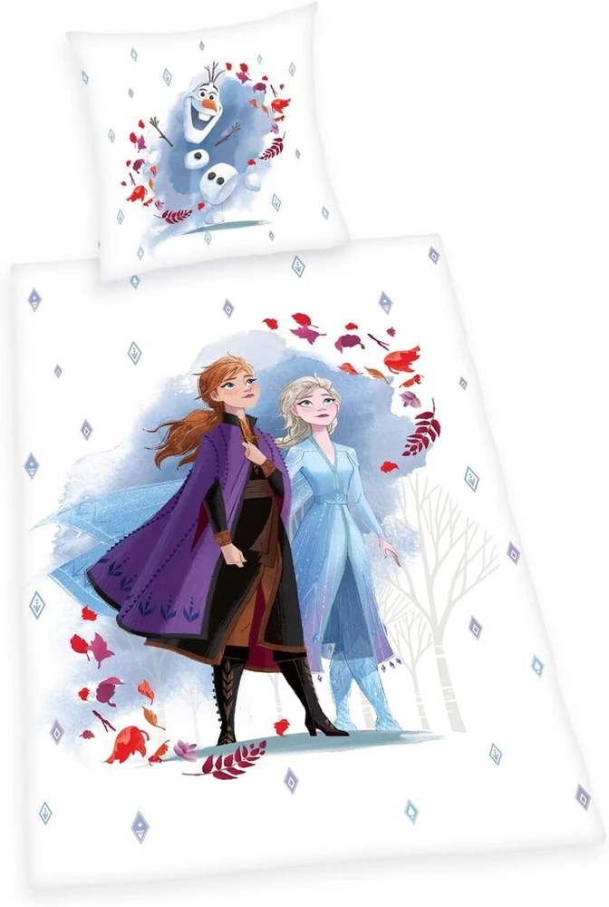 Herding Disney's Frozen 2 patalynės komplektas, pagalvės užvalkalas 80 x 80 cm, antklodės užvalkalas 135 x 200 cm, su lygiu užtrauktuku, 100% medvilnė/renforcé