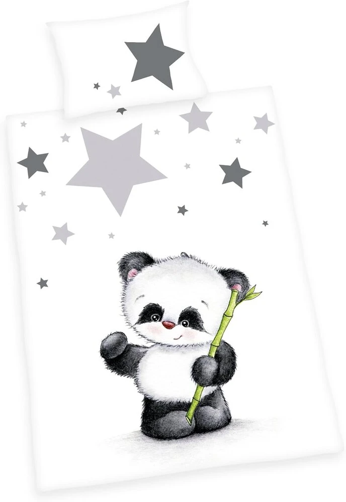 Herding patalynės komplektas Panda, pagalvės užvalkalas 40 x 60 cm, antklodės užvalkalas 100 x 135 cm