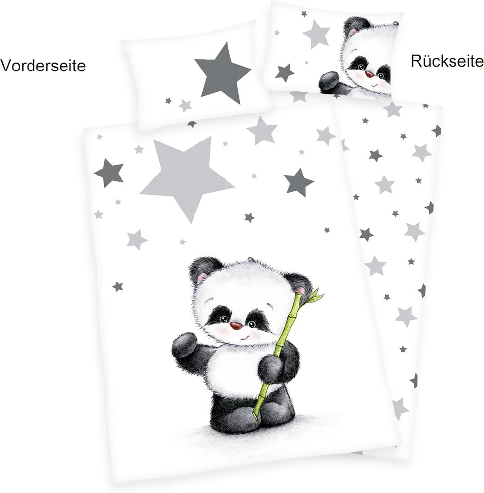Herding patalynės komplektas Panda, pagalvės užvalkalas 40 x 60 cm, antklodės užvalkalas 100 x 135 cm